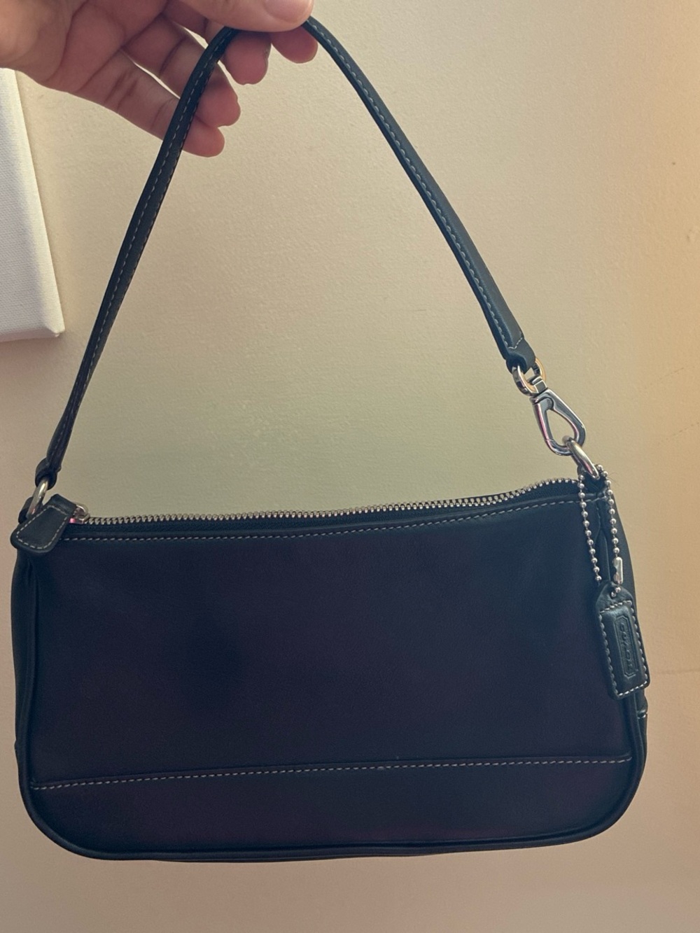 Coach Black Leather Shoulder bag with Silver Hardware